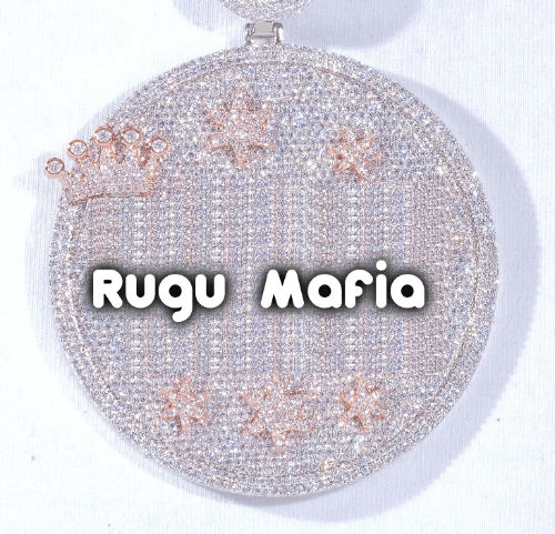CUSTOM LETTER NECKLACE 3D BIG CROWN DISC