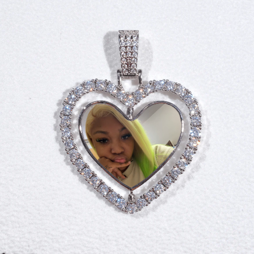 3D Spinning 2-Faced Heart Custom Picture Pendant