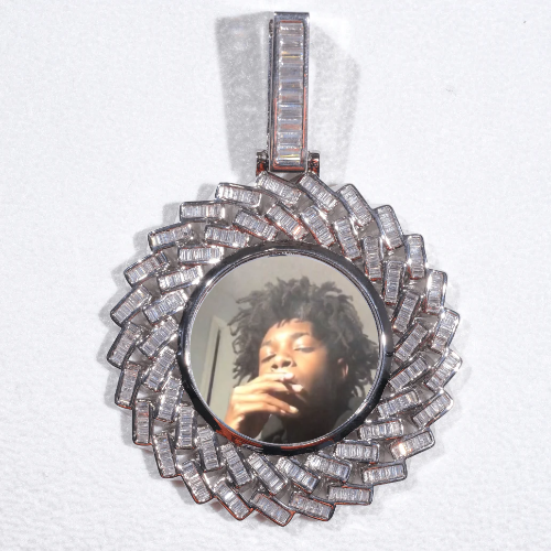 Large 3D Baguette Custom Picture Pendant