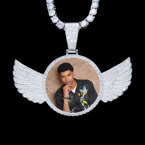 925S & VVS Moissanite 3D Wing Custom Picture Pendant
