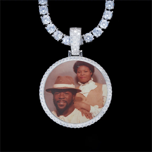 925S & VVS Moissanite 3D Circle Custom Picture Pendant
