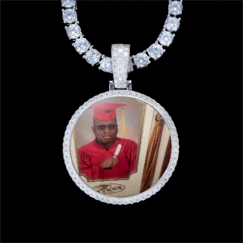 925S & VVS Moissanite 3D Circle Custom Picture Pendant