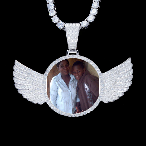925S & VVS Moissanite 3D Wing Custom Picture Pendant