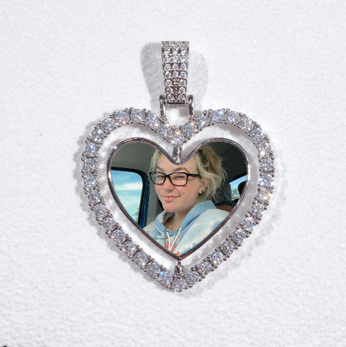 3D Spinning 2-Faced Heart Custom Picture Pendant