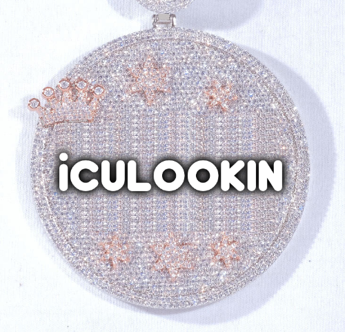 CUSTOM LETTER NECKLACE 3D BIG CROWN DISC