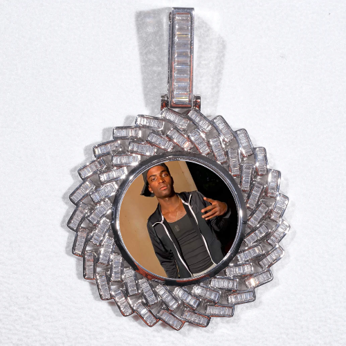 Large 3D Baguette Custom Picture Pendant