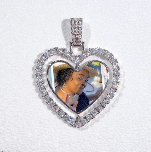 3D Spinning 2-Faced Heart Custom Picture Pendant