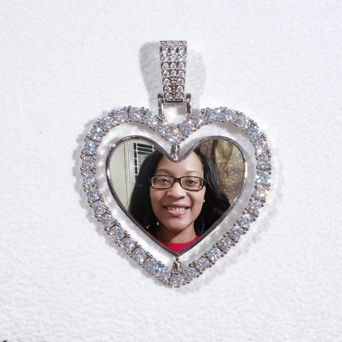 3D Spinning 2-Faced Heart Custom Picture Pendant
