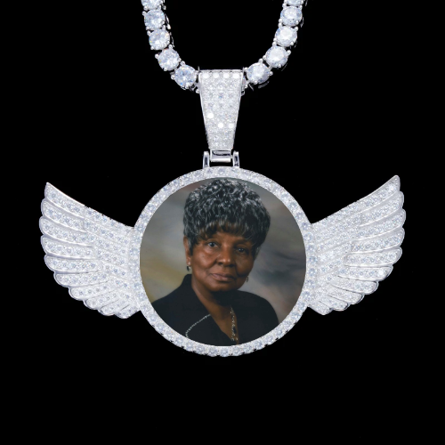 925S & VVS Moissanite 3D Wing Custom Picture Pendant