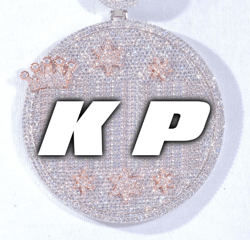 CUSTOM LETTER NECKLACE 3D BIG CROWN DISC