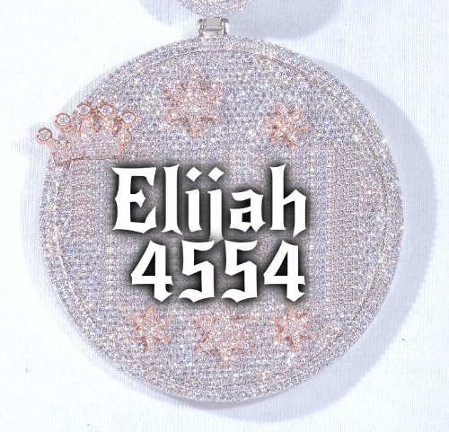CUSTOM LETTER NECKLACE 3D BIG CROWN DISC
