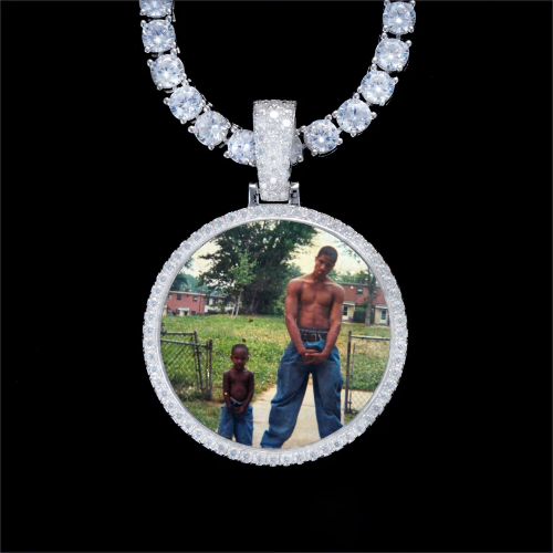 925S & VVS Moissanite 3D Circle Custom Picture Pendant