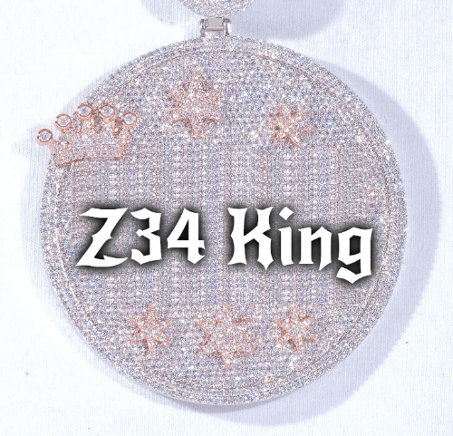 CUSTOM LETTER NECKLACE 3D BIG CROWN DISC