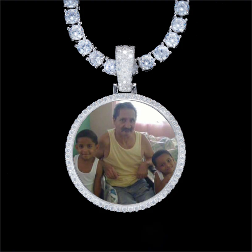 925S & VVS Moissanite 3D Circle Custom Picture Pendant