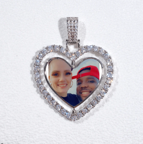 3D Spinning 2-Faced Heart Custom Picture Pendant