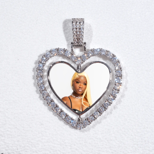 3D Spinning 2-Faced Heart Custom Picture Pendant