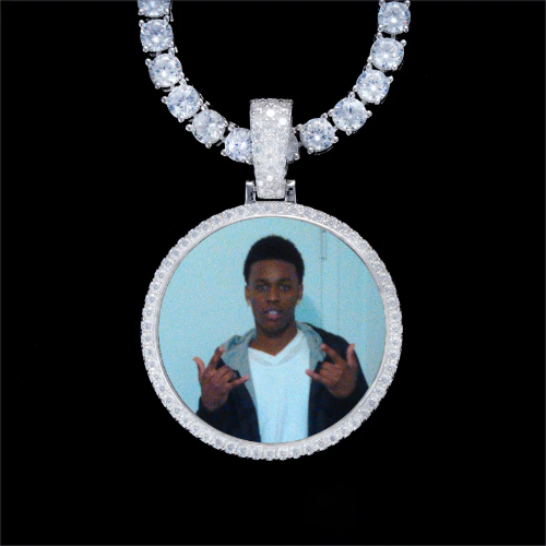 925S & VVS Moissanite 3D Circle Custom Picture Pendant