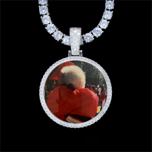 925S & VVS Moissanite 3D Circle Custom Picture Pendant
