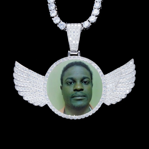 925S & VVS Moissanite 3D Wing Custom Picture Pendant