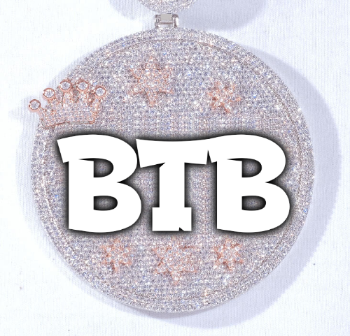 CUSTOM LETTER NECKLACE 3D BIG CROWN DISC