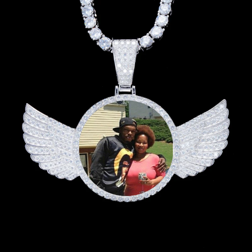 925S & VVS Moissanite 3D Wing Custom Picture Pendant