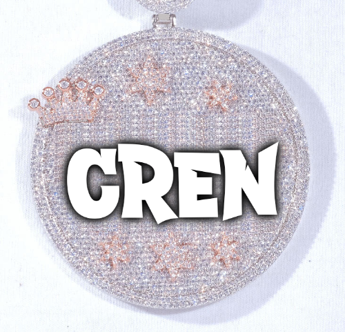 CUSTOM LETTER NECKLACE 3D BIG CROWN DISC