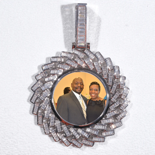 Large 3D Baguette Custom Picture Pendant