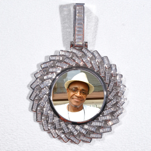 Large 3D Baguette Custom Picture Pendant