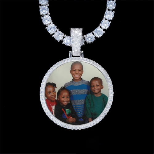 925S & VVS Moissanite 3D Circle Custom Picture Pendant