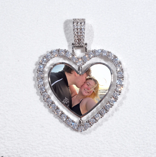 3D Spinning 2-Faced Heart Custom Picture Pendant