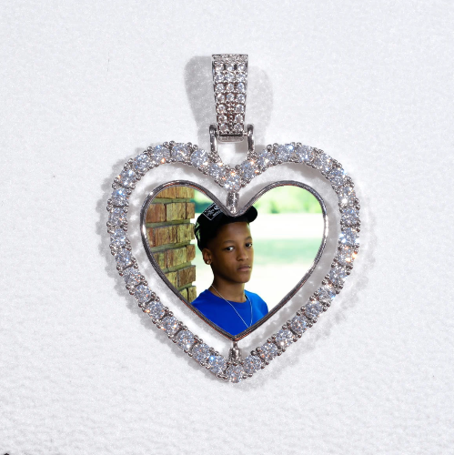 3D Spinning 2-Faced Heart Custom Picture Pendant