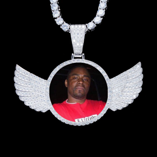 925S & VVS Moissanite 3D Wing Custom Picture Pendant
