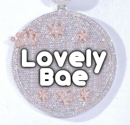 CUSTOM LETTER NECKLACE 3D BIG CROWN DISC