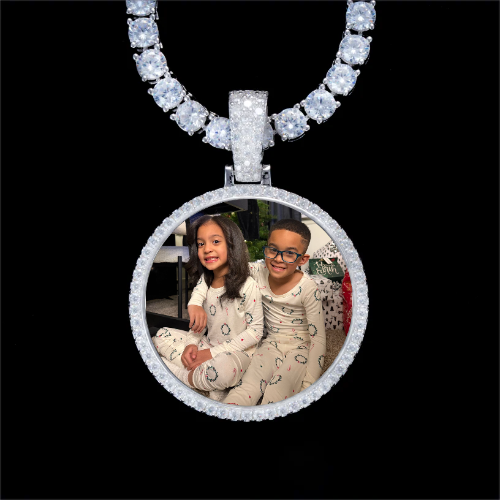 925S & VVS Moissanite 3D Circle Custom Picture Pendant