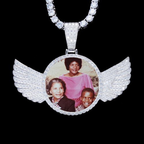 925S & VVS Moissanite 3D Wing Custom Picture Pendant