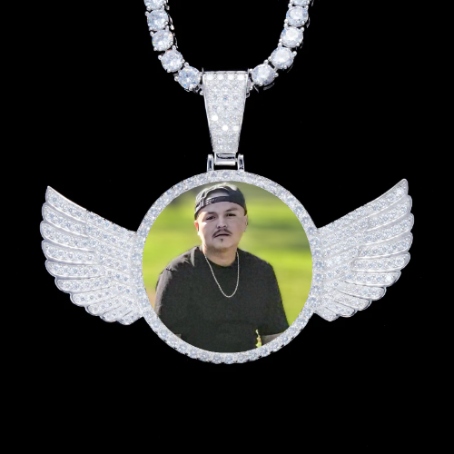 925S & VVS Moissanite 3D Wing Custom Picture Pendant