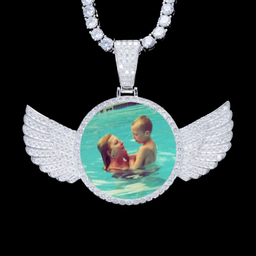 925S & VVS Moissanite 3D Wing Custom Picture Pendant