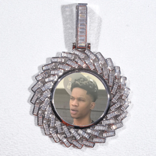Large 3D Baguette Custom Picture Pendant