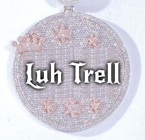 CUSTOM LETTER NECKLACE 3D BIG CROWN DISC