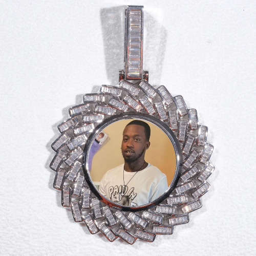 Large 3D Baguette Custom Picture Pendant