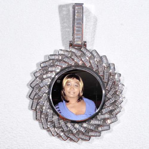 Large 3D Baguette Custom Picture Pendant