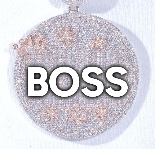 CUSTOM LETTER NECKLACE 3D BIG CROWN DISC