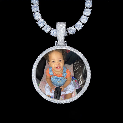 925S & VVS Moissanite 3D Circle Custom Picture Pendant