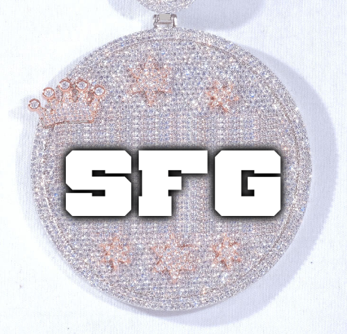 CUSTOM LETTER NECKLACE 3D BIG CROWN DISC