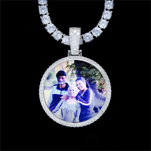 925S & VVS Moissanite 3D Circle Custom Picture Pendant