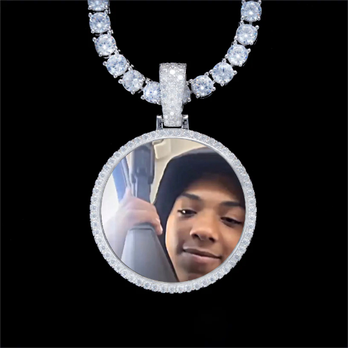 925S & VVS Moissanite 3D Circle Custom Picture Pendant
