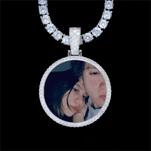 925S & VVS Moissanite 3D Circle Custom Picture Pendant