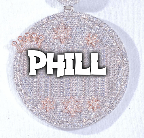 CUSTOM LETTER NECKLACE 3D BIG CROWN DISC