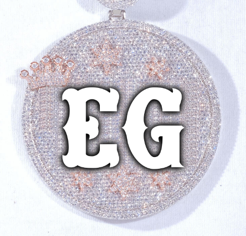 CUSTOM LETTER NECKLACE 3D BIG CROWN DISC