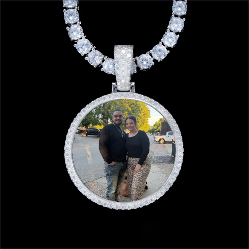 925S & VVS Moissanite 3D Circle Custom Picture Pendant